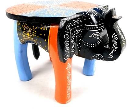 Apkamart Wooden Stool - Elephant Design | Elephant Table - For Placing Small Pots Engineered Wood Corner Table