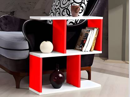 Artival Crafts Engineered Wood S Shape Bedside Table, NightStand (Blue & Black) Engineered Wood Bedside Table