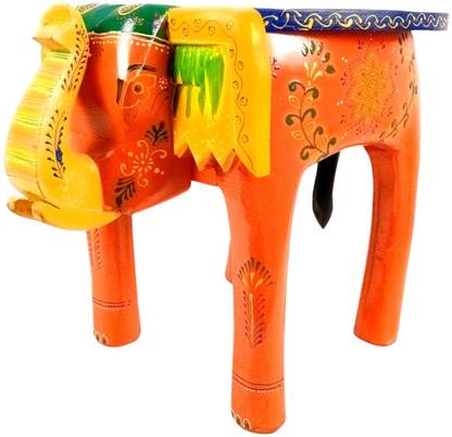 Apkamart Handcrafted Wooden Elephant Mouth Stool | Decorative Stool for Home Engineered Wood Side Table