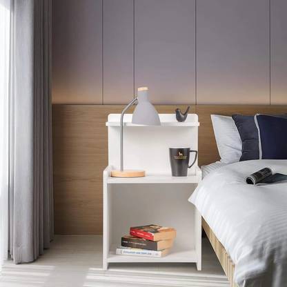 Enigmatic Woodworks Modern End Table | Sturdy Wooden Side Table with Storage Shelf & Lightweight Engineered Wood Bedside Table