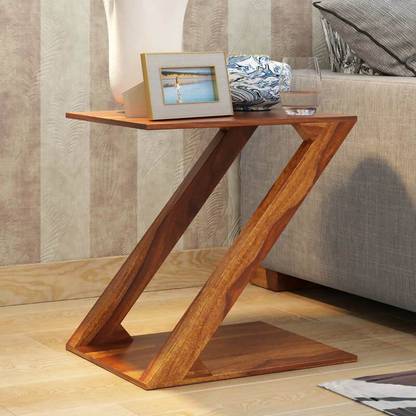 EWOOD Solid Sheesham Wood 'Z' Shaped Side Table For Bedroom/ Hotel | Solid Wood Side Table