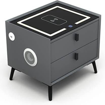 BUI Smart Nightstands with Wireless Charging USB Port, LED Lights, Bluetooth Speaker Glass End Table