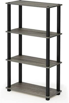 Star Work 4-Tier Compact Multipurpose Shelf Display Rack with Square Tube, French Solid Wood Side Table