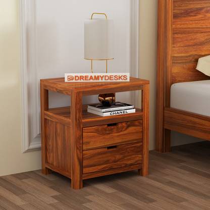 Dreamydesks Solid Wood Bedside Table with Drawer for Bedroom Solid Wood Bedside Table