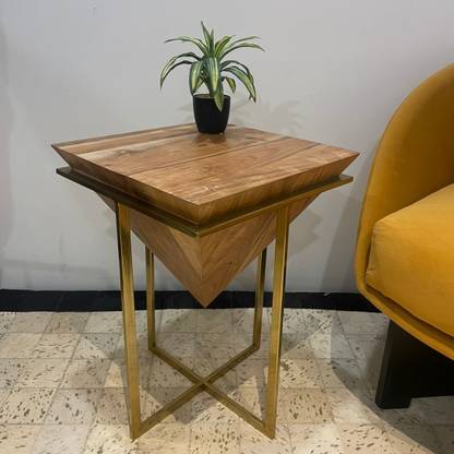 Metta Pyramid Gold Metal Side Table