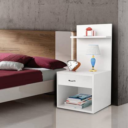 KAWACHI 2 Storage Shelf with Drawer Sofa Bed Side End Table with Open Cabinet Nightstand Engineered Wood Bedside Table