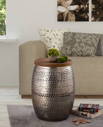 Metalsmith Metal Storage Drum Side Table For Home, Restaurant & Office (Std, Pack of 1), Metal End Table