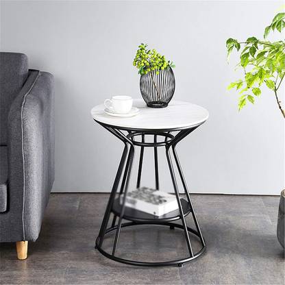 Smarts collection Side Table, End Tables Corner Table Living Room(Black-White) Metal Side Table