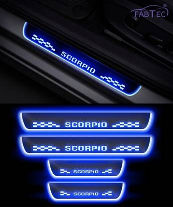 CARZEX Premium Quality Car Door Foot Step Blue LED Sill Plate for Mahindra Scorpio. Door Sill Plate