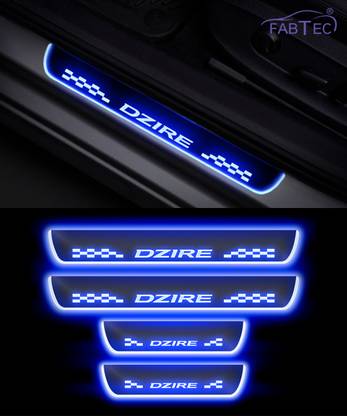 FABTEC Mirror Finish Car Door Foot Step LED Sill Plate for dzire (Set of 4, Blue) Door Sill Plate