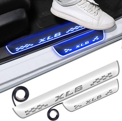 FABTEC Mirror Finish Car Door Foot Step LED Sill Plate for XL6 (Set of 4, Blue) Door Sill Plate