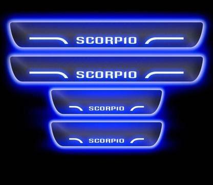 RohanEshop Mirror Finish Car Door Foot Step LED Sill Plate forSCORPIO (Set of 4, Blue) Door Sill Plate