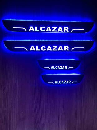 CARMART CSet of 4 Car Accessories door sill plates with blue light for ALCAZAR Door Sill Plate