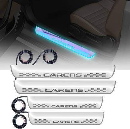 FABTEC Mirror Finish Car Door Foot Step LED Sill Plate for Carens (Set of 4, Blue) Door Sill Plate