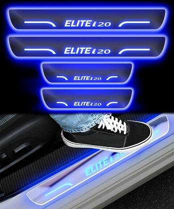 CARZEX Heavy Material & Waterproof with Mirror Finish Car Door Foot Step LED Sill Plate for Elite i20. Door Sill Plate
