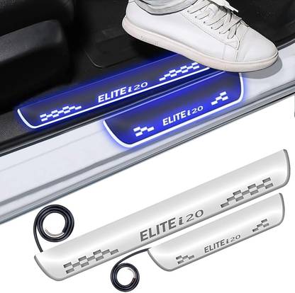 FABTEC Mirror Finish Car Door Foot Step LED Sill Plate for lite i20 (Set of 4, Blue) Door Sill Plate