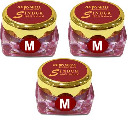 KEYA SETH AROMATHERAPY 100% Natural Dust Sindoor Maroon With Herbs Extracts & Floral Pigments Kumkum, No Side Effects & No Hair Fall (3g*3) Sindur