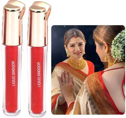 ADJD Combo Liquid Sindoor with Sponge Red-Tip- Applicator- Long Lasting LIQUID