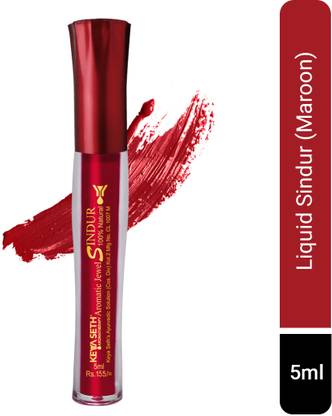 KEYA SETH AROMATHERAPY Aromatic100% Natural Liquid Sindoor Maroon with Sponge-Tip- Applicator- Long lasting Chemical free & Waterproof with Floral Pigment-5ml Sindur