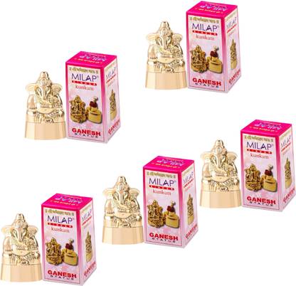 MOSKLIN MILAP GANESH SINDUR KUMKUM FOR MAANG & NATURAL KUMKUM PACK OF - 5 SINDOOR