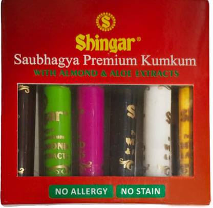SHINGAR Saubhagya Premium Kumkum Enriched With Almond & Aloe Extracts - Multicolor 2 Kumkum