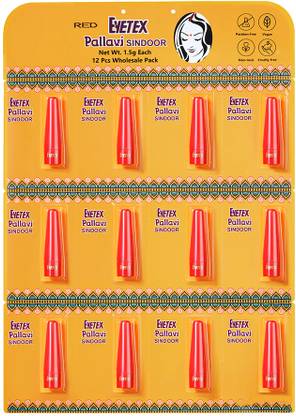 Eyetex Pallavi Sindoor Stick, 1.5g Whole Sales Pack of 12, Matte Finish Kumkum