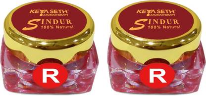 KEYA SETH AROMATHERAPY 100% Natural Dust Sindoor Red with Herbs Extracts & Floral Pigments Kumkum, No Side Effects & No Hair Fall (3g*2) Dust Sindoor