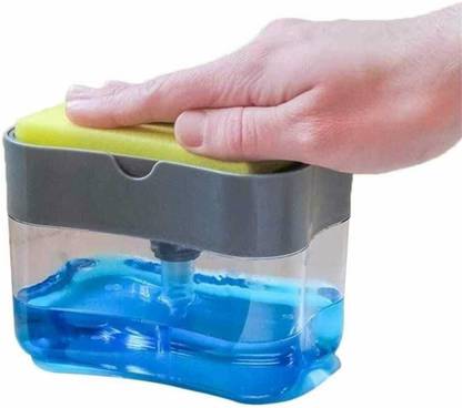 rrr 900 ml Liquid, Soap, Gel, Shampoo, Sanitizer Stand Dispenser (Grey) Sink Sponge Holder