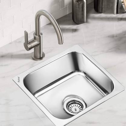 RUHE Square Single Bowl 20x17x8 Inches Kitchen Sink| Premium Stainless Steel Sink 13-0101-05 Vessel Sink