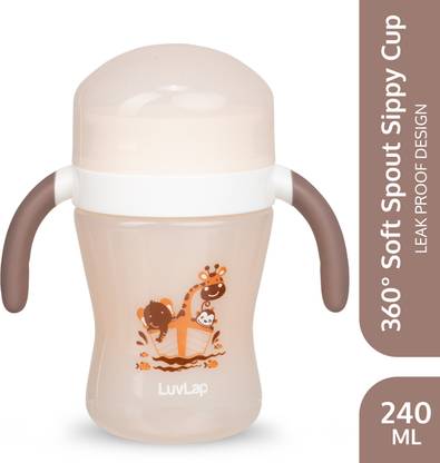 LuvLap 360° Soft Spout Baby Trainer Sipper, Dual handle Leakproof & spillproof, 240 Ml