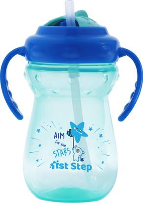 1st Step BPA Free Anti-Spill Soft Silicone Straw Baby Sipper Cup with Twin Handle- 360ml