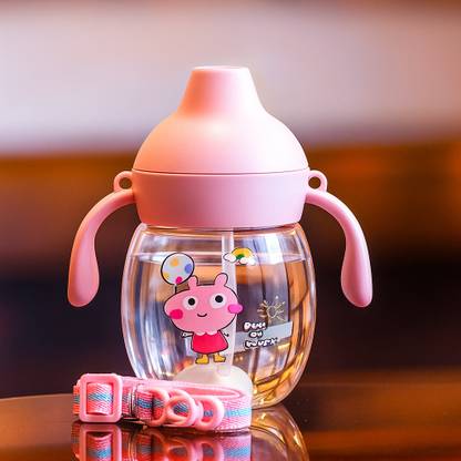 Smiley mia Baby Sipper Cup 340ml, Anti-Spill Design |Soft Silicone Spout & Straw, 6m+  - Silicone