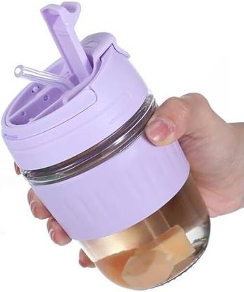GARIHC ENTERPRISE Glass Cups with Silicone Sleeves and Sipper with lid and Straw Coffee Mugs