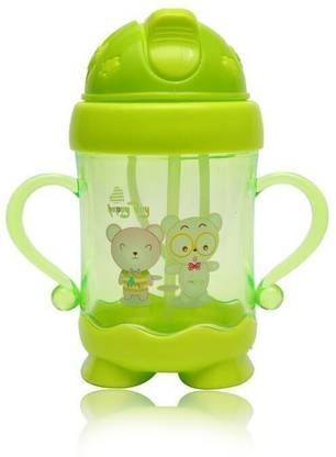 TINNY TOTS Baby Unbreakable Sippy Sipper Feeder Bottle With Twin Handles & Straw