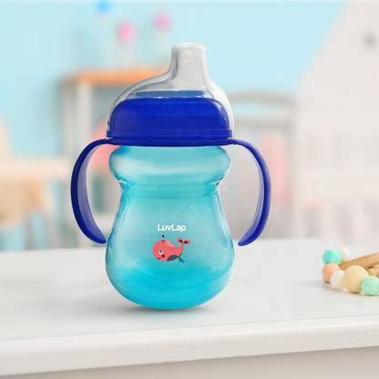 LuvLap Moby Little Baby Sipper/ Sippy Cup 240ml, Anti-Spill Soft Silicone Spout, 6m+,