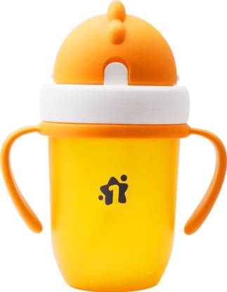 1st Step Matte Collection BPA Free Polypropylene Soft Straw Sipper with Twin Handles for Easy Grip