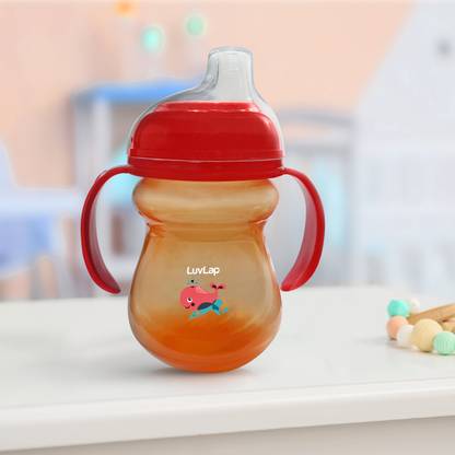 LuvLap Moby Little Baby Sipper/ Sippy Cup 240ml, Anti-Spill Soft Silicone Spout, 6m+,