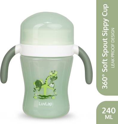 LuvLap 360° Soft Spout Baby Trainer Sipper, Dual handle Leakproof & spillproof, 240 Ml