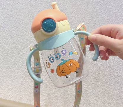 beeby Eco-friendly Baby Water Bottle For Kids With Soft Silicone Straw & Strap -300ml