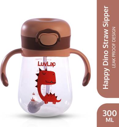 LuvLap Baby Bite Resistant Soft Silicone weighted Straw Sipper Cup with Handle, 300 ml,