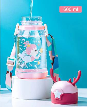 Modiza Deer Horn Cartoon Design Sipper Water Bottle for school Kids with Lock cap