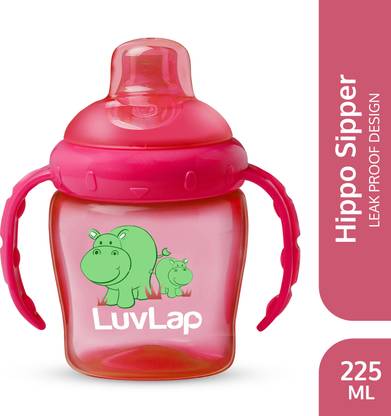 LuvLap Hippo Spout Sipper for Infant/Toddler, 225ml, Anti-Spill Sippy Cup with Soft Silicone Spout BPA Free, 6m+
