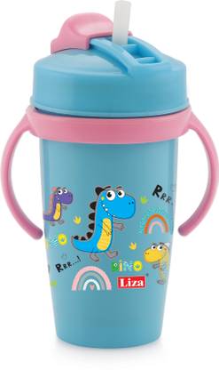 Nabhya Multi Cartoon Design Sipper Bottle For Kids With Straw & Side Handle 360ML