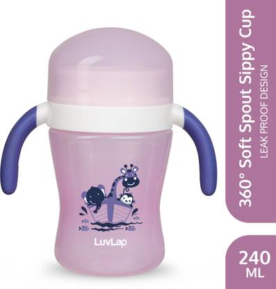 LuvLap 360° Soft Spout Baby Trainer Sipper, Dual handle Leakproof & spillproof, 240 Ml