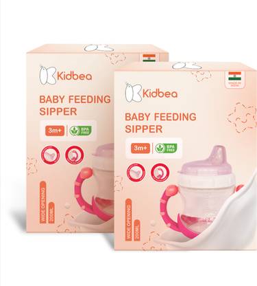 KIdbea Baby Sipper Cup BPA-Free, Soft Silicone Spout, Spill-Proof, Easy Grip Handles