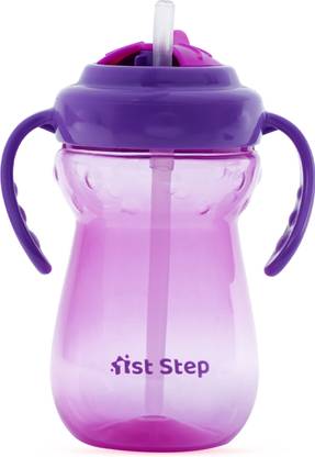 1st Step BPA Free Anti-Spill Soft Silicone Straw Baby Sipper Cup with Twin Handle- 360ml