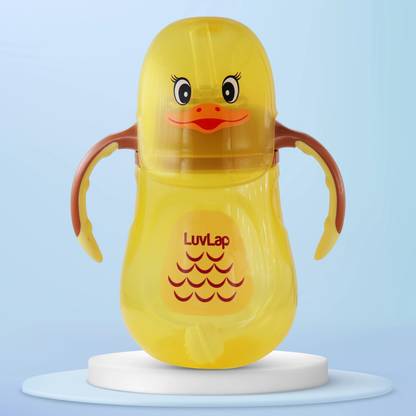 LuvLap Naughty Duck Baby Sipper/Sippy Cup 280ml, Anti-Spill Soft Silicone Straw, 6m+