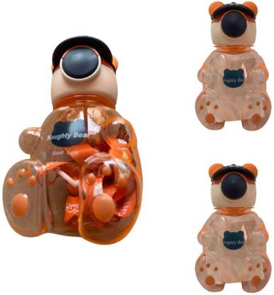 Cozy Orange Bear Sipper with Straw and Sticker 750 ml Bottle (Pack of 1,)