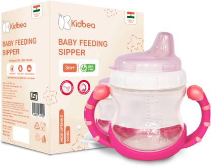 KIdbea Baby Sipper Cup BPA-Free, Soft Silicone Spout, Spill-Proof, Easy Grip Handles