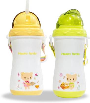 Miss & Chief Bear Opaque Straw Feeding Sipper Twin Handle Anti Spill- Water Juice (Set of 2)